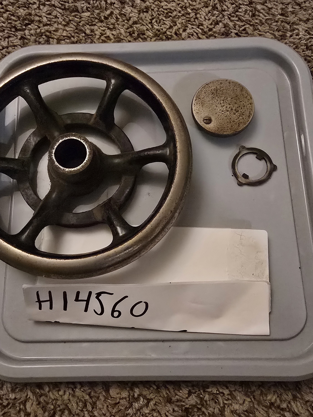 Singer 27  Metal Treadle Wheel Hand in Black and Silver